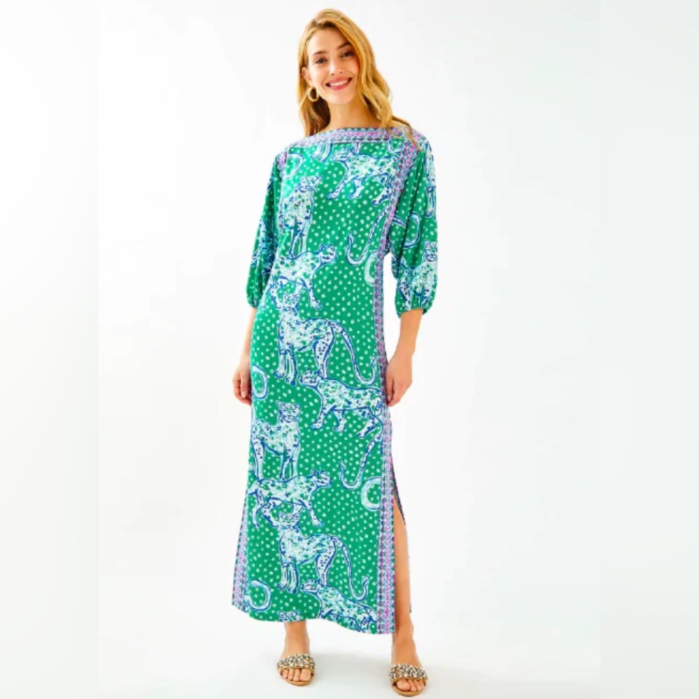 Lilly Pulitzer SILVA MAXI DRESS, Emerald Isle On the Prowl Green, Size 8